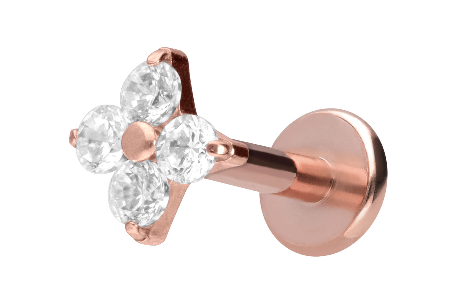 Titan Labret Piercing mit Innengewinde KRISTALLBLUME